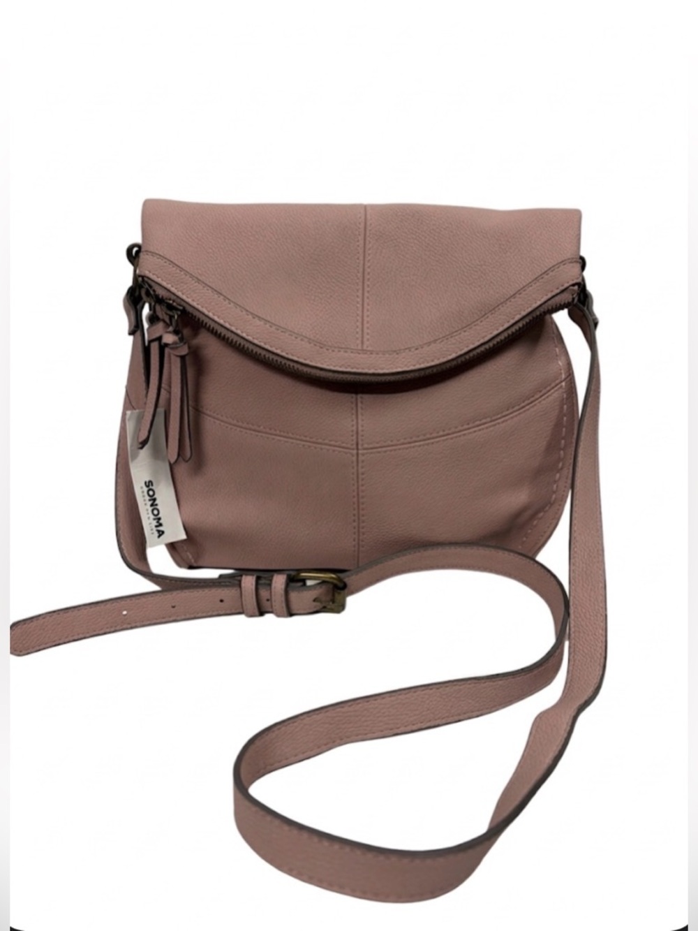 NWT Sonoma Dusty Rose Pebbled Faux Leather Crossbody Bag